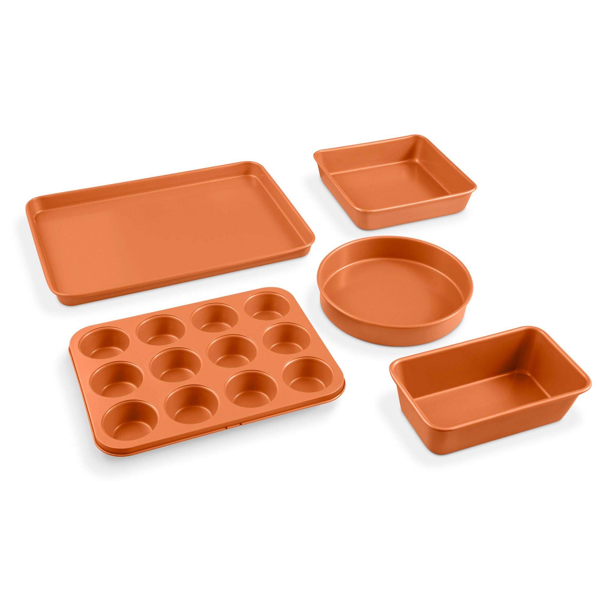 Gotham Steel 5 Piece Copper Bakeware Set with Nonstick Ti-Cerama Coating