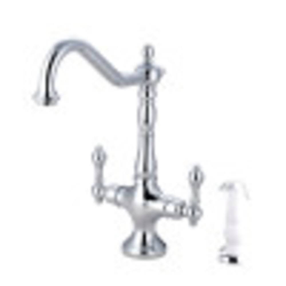 Kingston Brass Ks1771al Heritage Kitchen Faucet with White Sprayer, Polished Chrome
