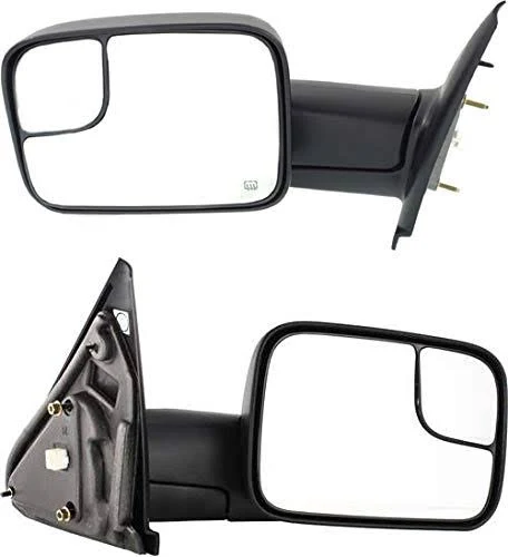 Kool Vue SET-DG44ER Mirror Set of 2 Towing Type Passenger u0026 Driver Side RH LH Plastic Power Manual Folding Heated