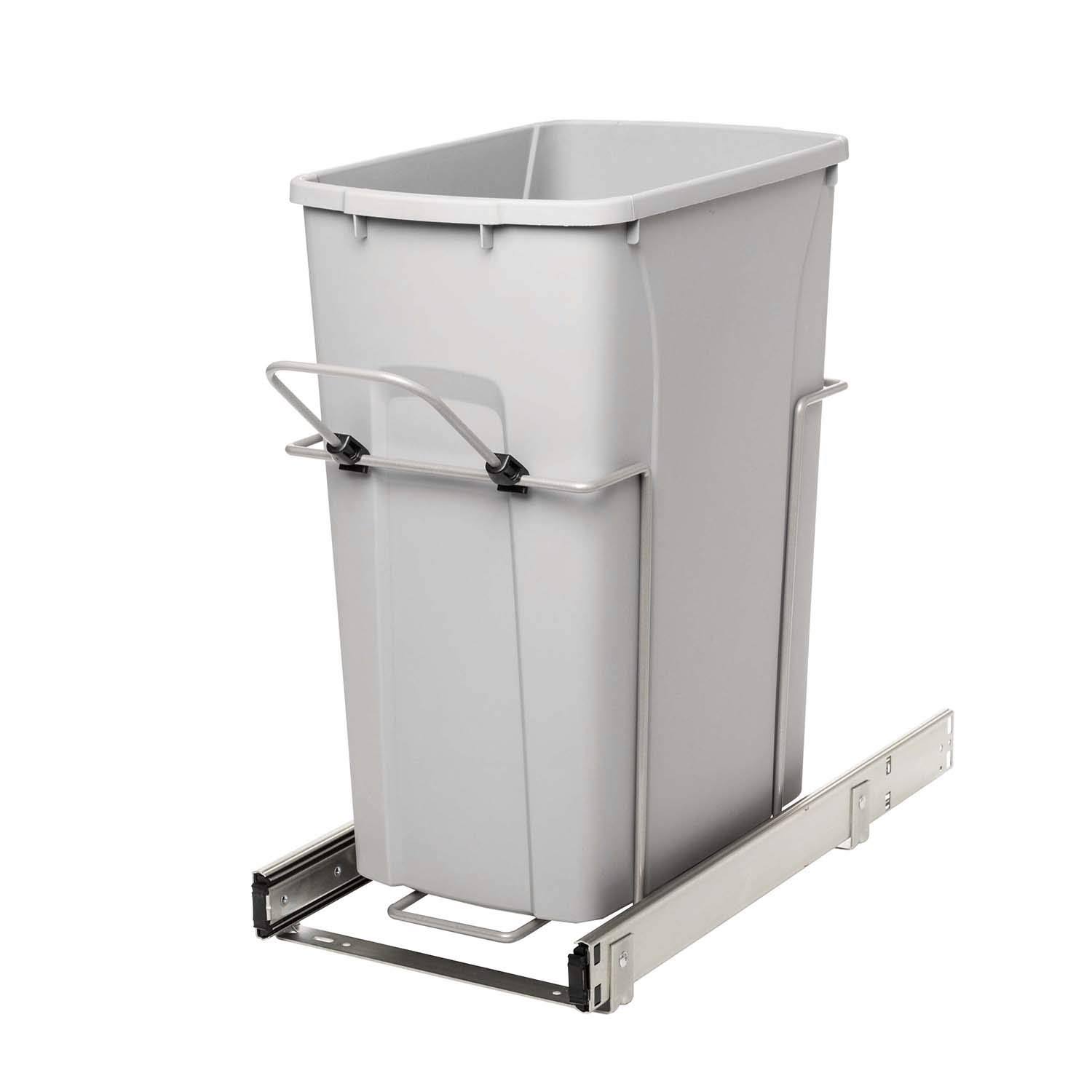 Knape u0026 Vogt RS-PSW10-1-29-R-P in-Cabinet, 18.80 9.3 19-inch Pull Out Trash Can, Platinum