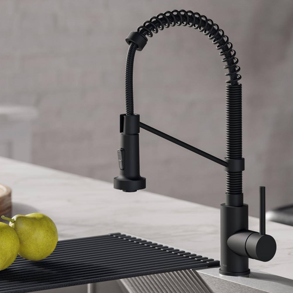 Kraus KPF-1610MB-DP03MB Bolden Single Handle 18 in. Commercial Kitchen Faucet with Deck Plate Matte Black Finish