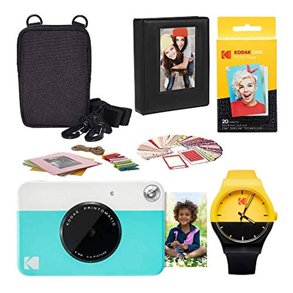 Kodak Printomatic Instant Print Camera (Blue) Scrapbook Photo Album Kit