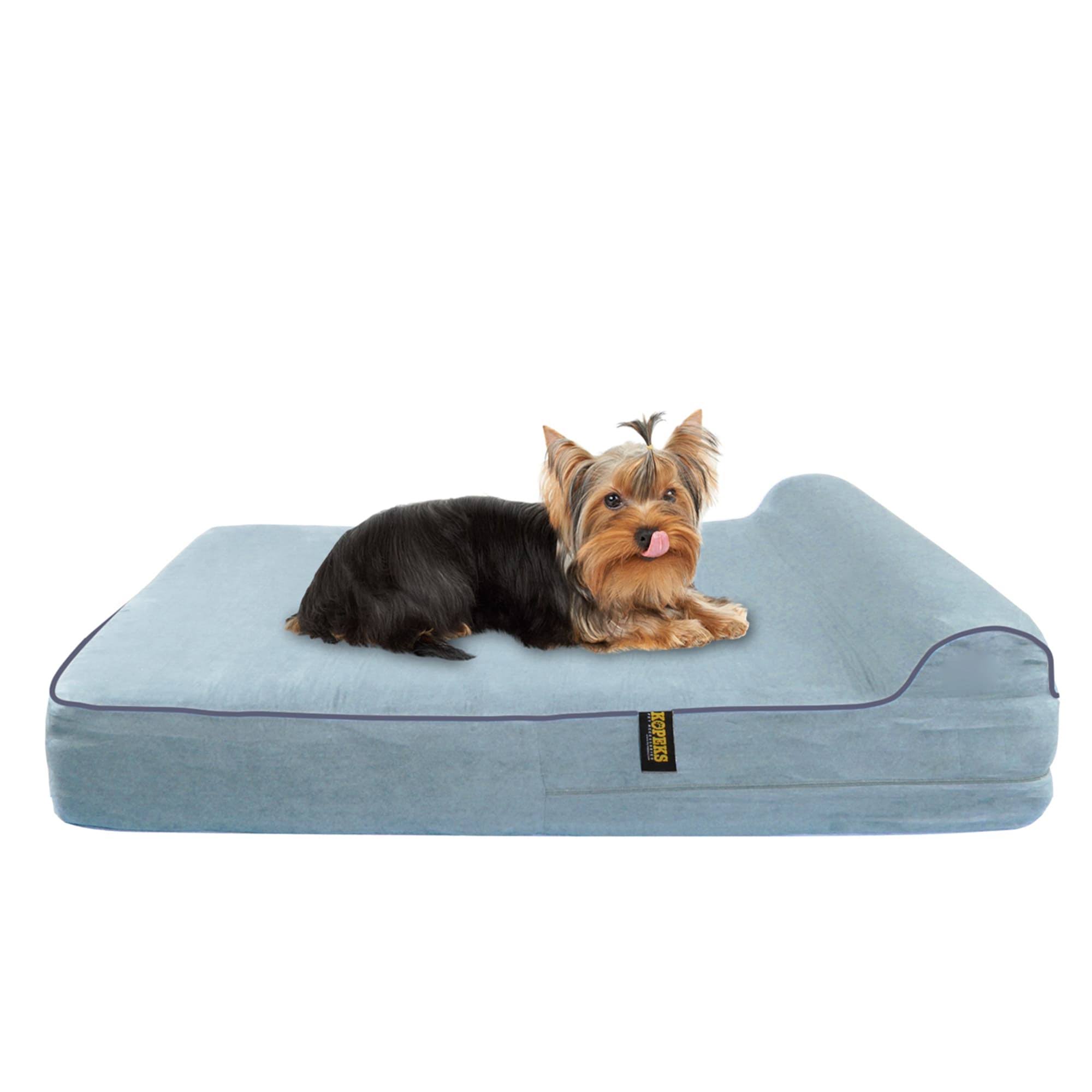 Kopeks Dog Bed with Pillow Orthopedic Memory Foam Waterproof Small - Grey