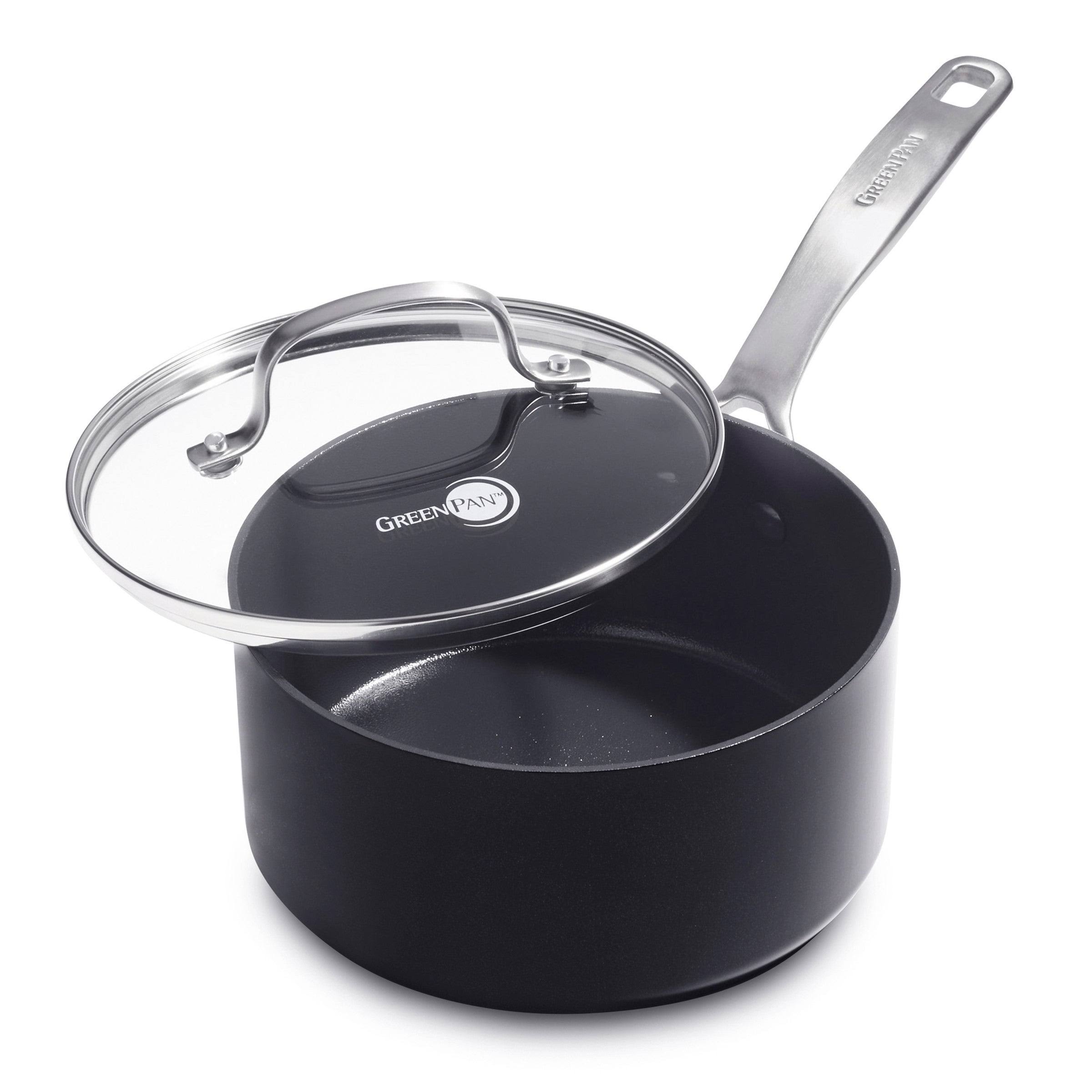 Greenpan SearSmart Ceramic Nonstick 2-qt. Saucepan with Lid - Black