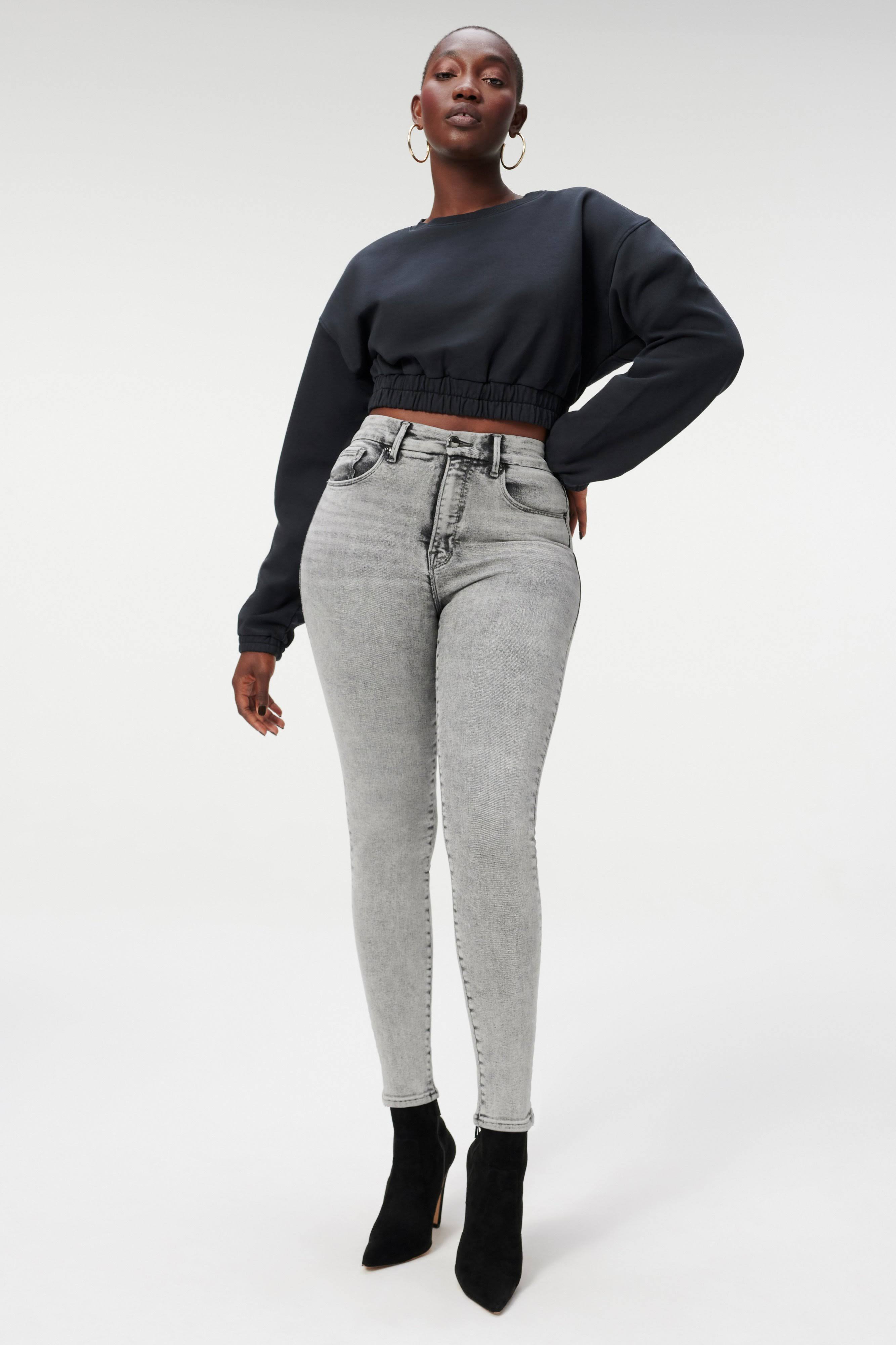 Women&s Good Waist High Waisted Skinny Jeans | Flat Tummy Tech, Gap-Proof Waistband in Black156 Size 8 | Good American | Khloé K