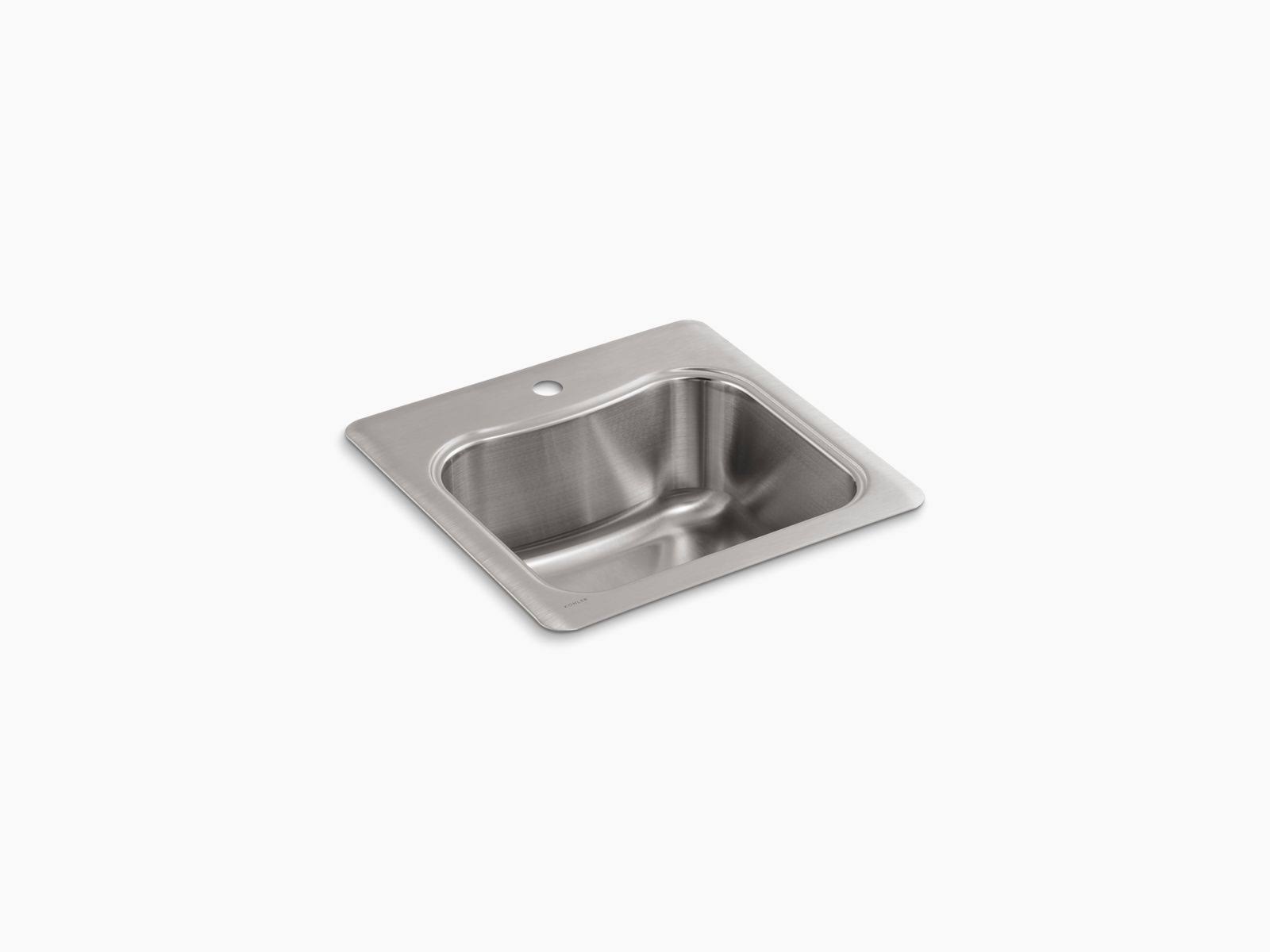 KOHLER K-3363-1-NA Staccato Top-Mount Single-Bowl Bar Sink with Single Faucet Hole, Stainless Steel