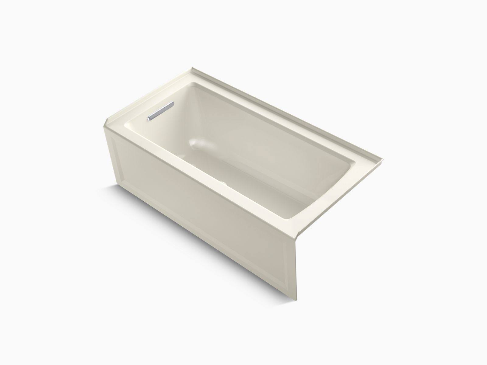 Kohler K-1946-LA-96 Archer 60x22 x 30x22 Alcove Bath with Integral Apron Flange and Left Hand Drain Biscuit