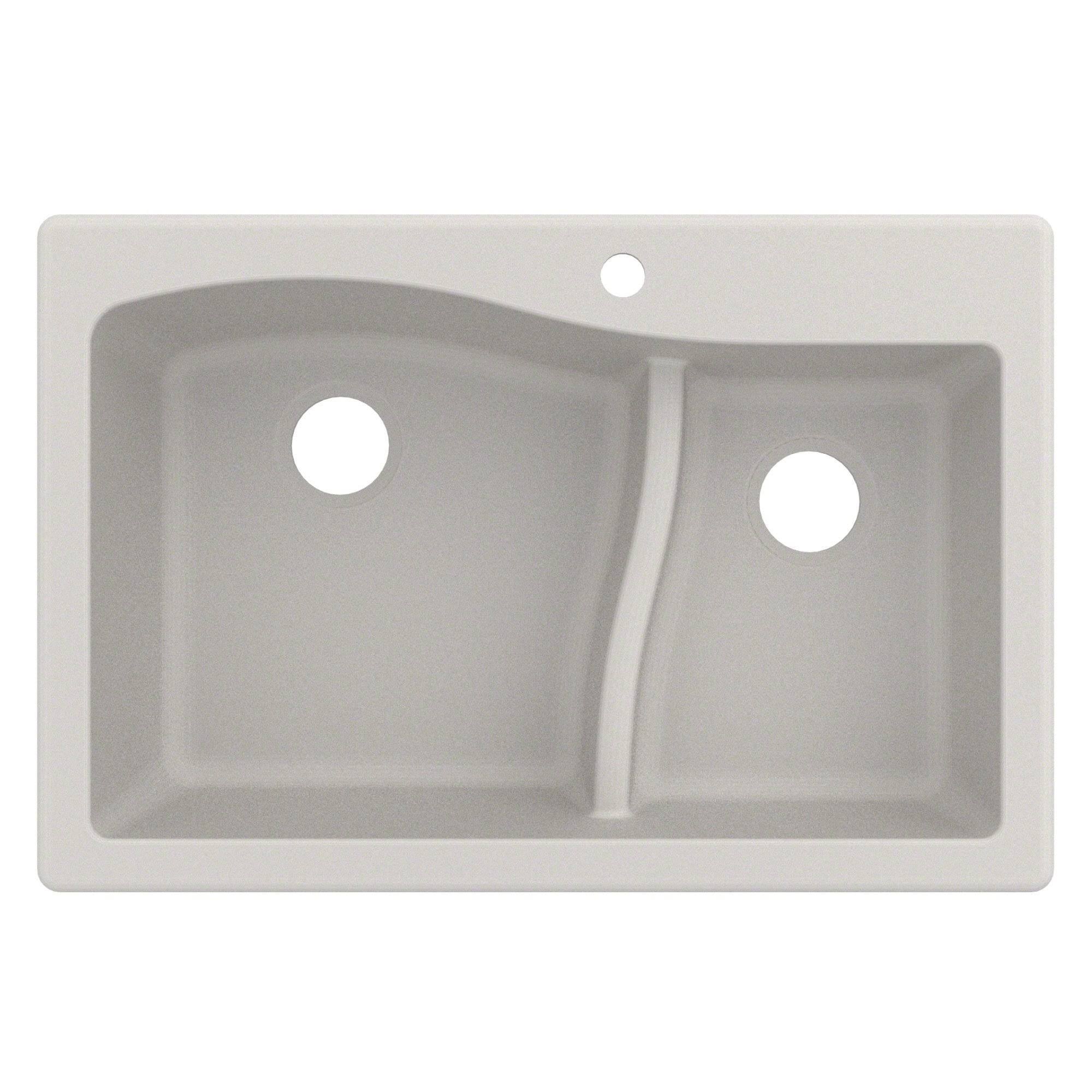 Kraus Quarza KGD-442WHITE Dual Mount 60/40 Double Bowl Granite Kitchen Sink - White