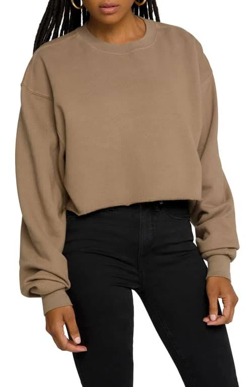 Women&s Good American Cool Crop Cotton Sweatshirt