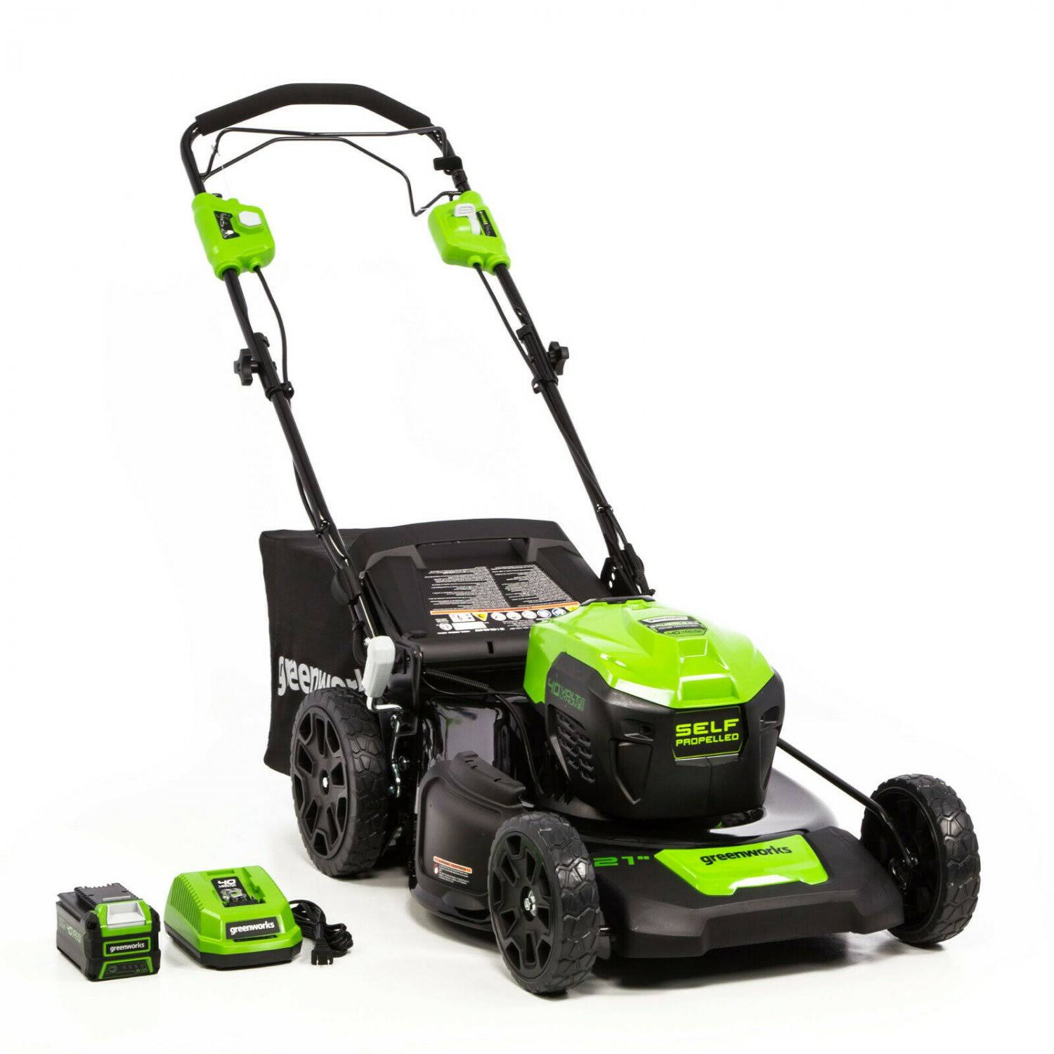 Greenworks 2516402 21-Inch 40V Self Propelled Mower 5Ah Battery and Quick Charger Included
