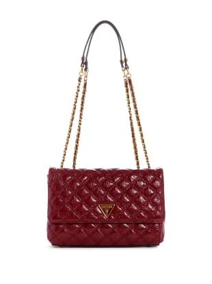 Guess Cessily Quilted Convertible Crossbody - Beet Red