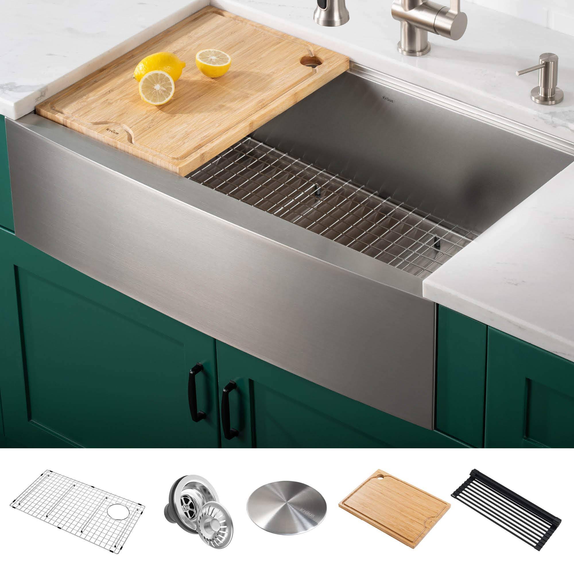 Kraus Kore 33-inch 16 Gauge Farmhouse Workstation Kitchen Sink