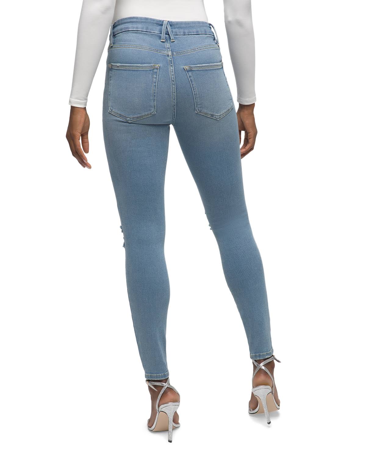 Good American Women&s Good Legs Distressed Skinny Ankle Jeans in Blue523 - Blue - Size 2x