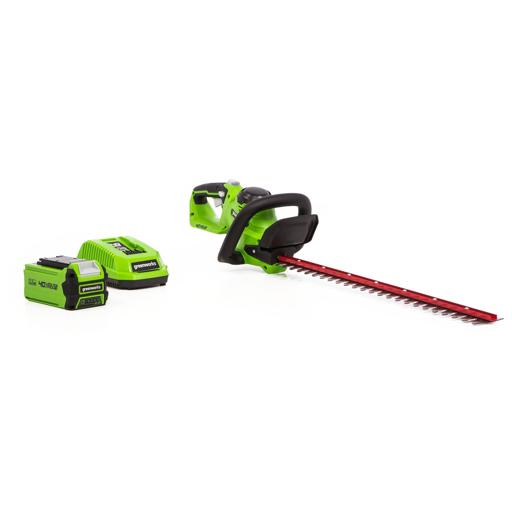 Greenworks 40V 24-Inch Hedge Trimmer 2.5Ah Battery and Quick Charger