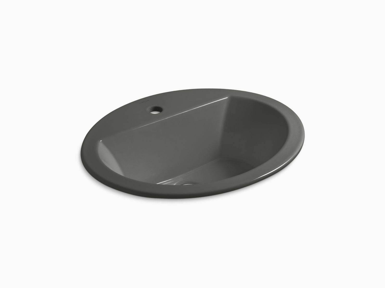 Kohler 2699-1-58 Bryant Oval Drop-In Bathroom Sink with Single Faucet Hole - Thunder Grey