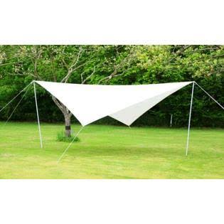 Kookaburra Wind Break Sun Sail Shade Portable 3.6m Square Ivory with Poles, Robes u0026 Pegs OL0127