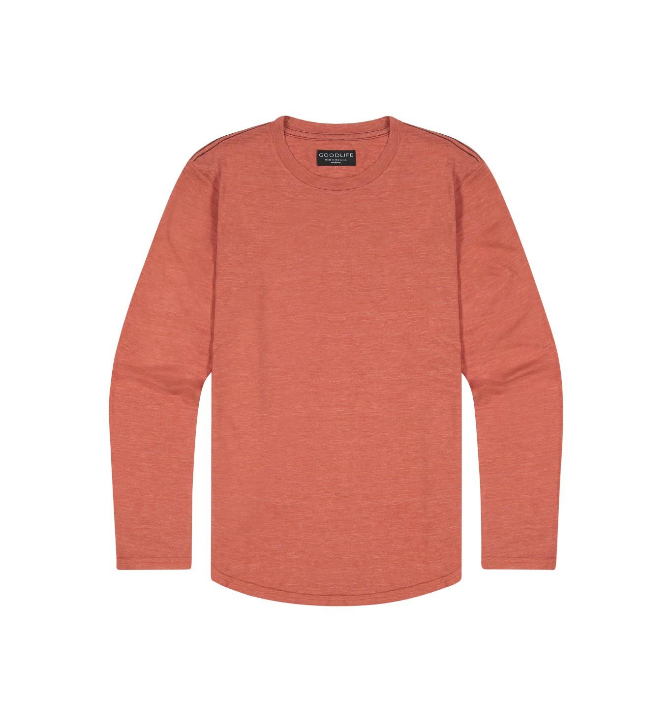 Goodlife Tri-Blend L/S Scallop Crewneck T-Shirt | Clay