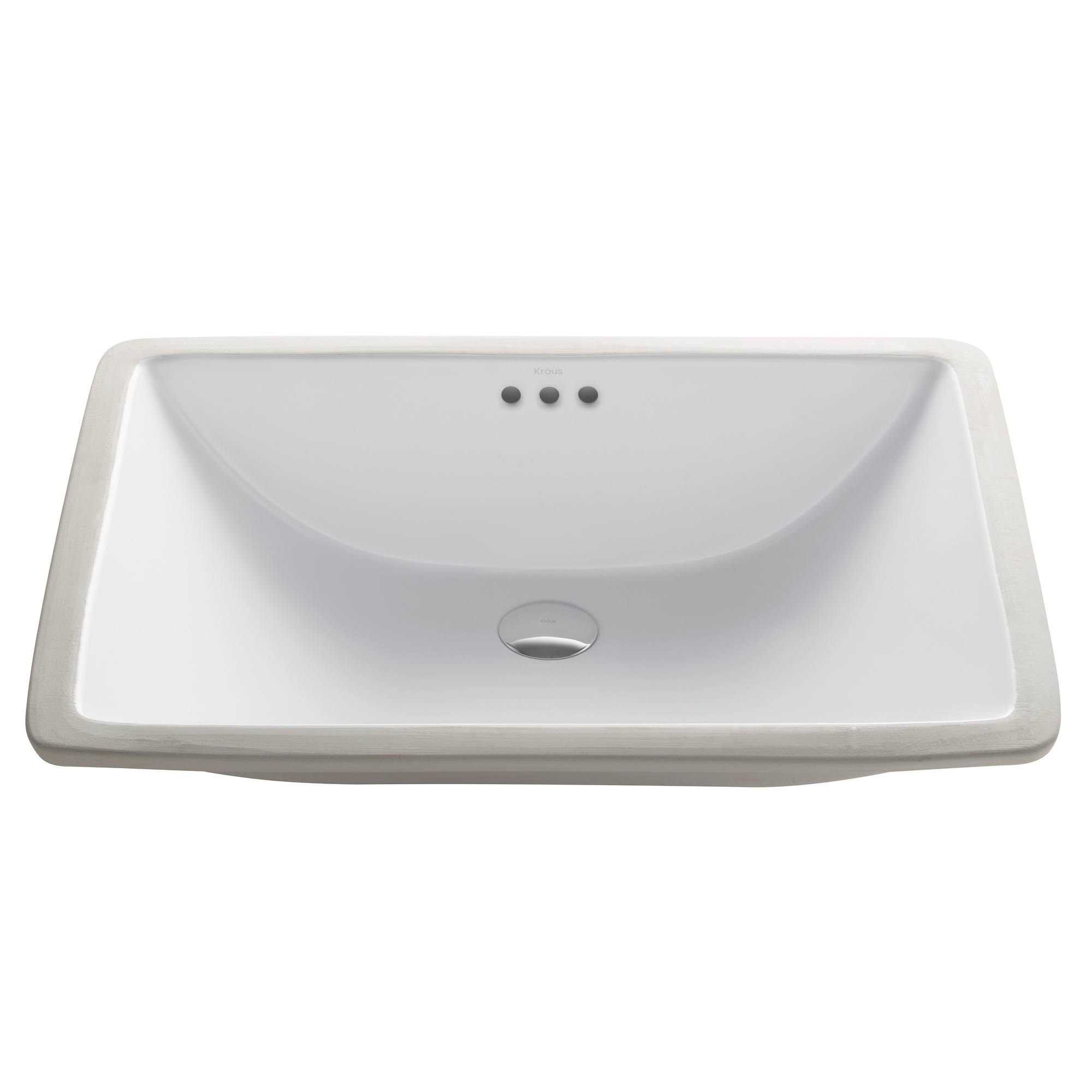 Kraus KCU-251 Elavo Ceramic Large Rectangular Undermount Bathroom Sink with Overflow, White