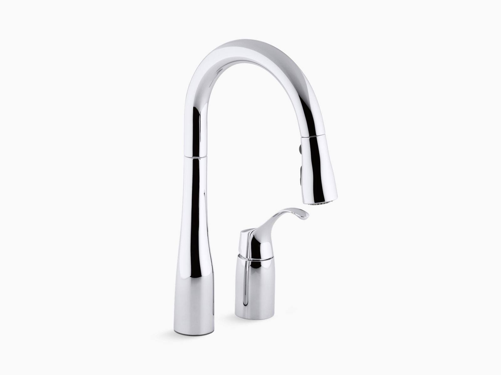 KOHLER K-649-CP Simplice Two-Hole Kitchen Sink Faucet with 14-3/4x22 Pull-Down Swing Spout, DockNetik Magnetic Docking System, a