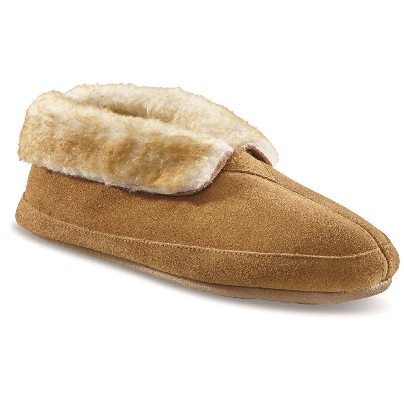 Guide Gear Women&s Wool Roll Bootie Slippers, Female, 5B, Cinnamon