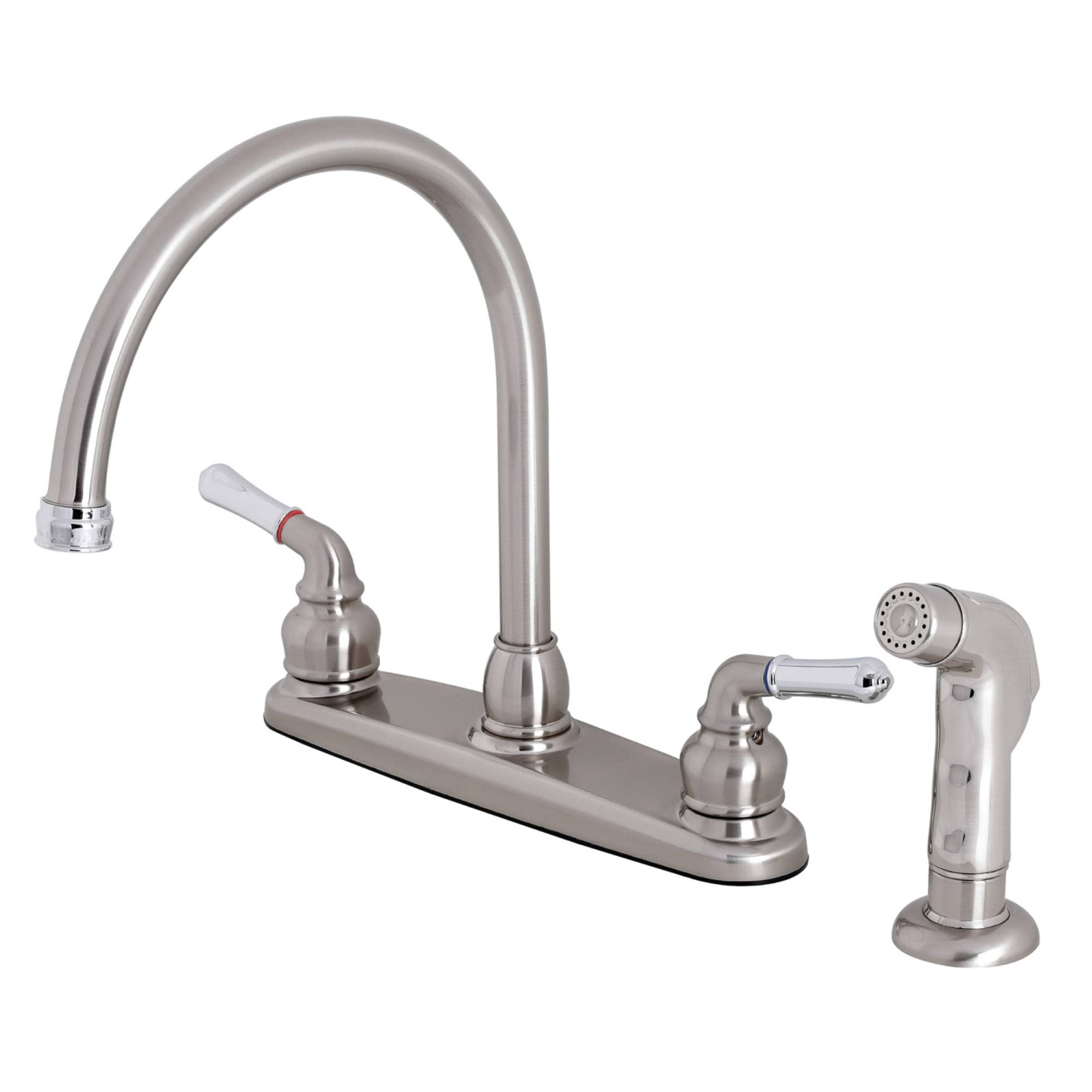 Kingston Brass KB797SP Magellan 8x22 Centerset Kitchen Faucet, Brushed Nickel/Polished Chrome