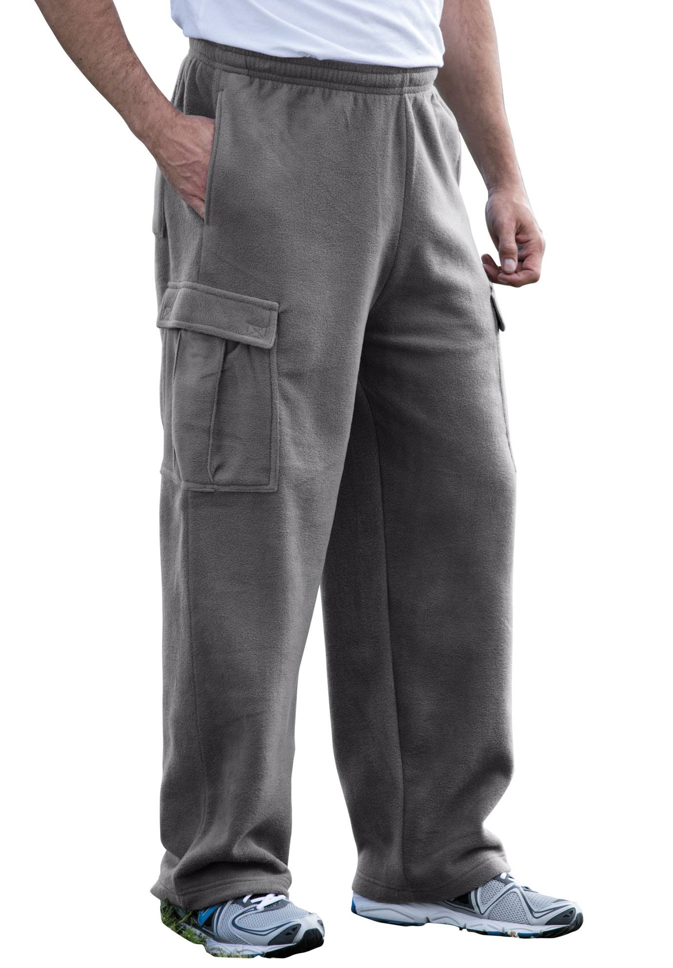 KingSize Men's Explorer Plush Fleece Cargo Sweatpants (Steel),3XL