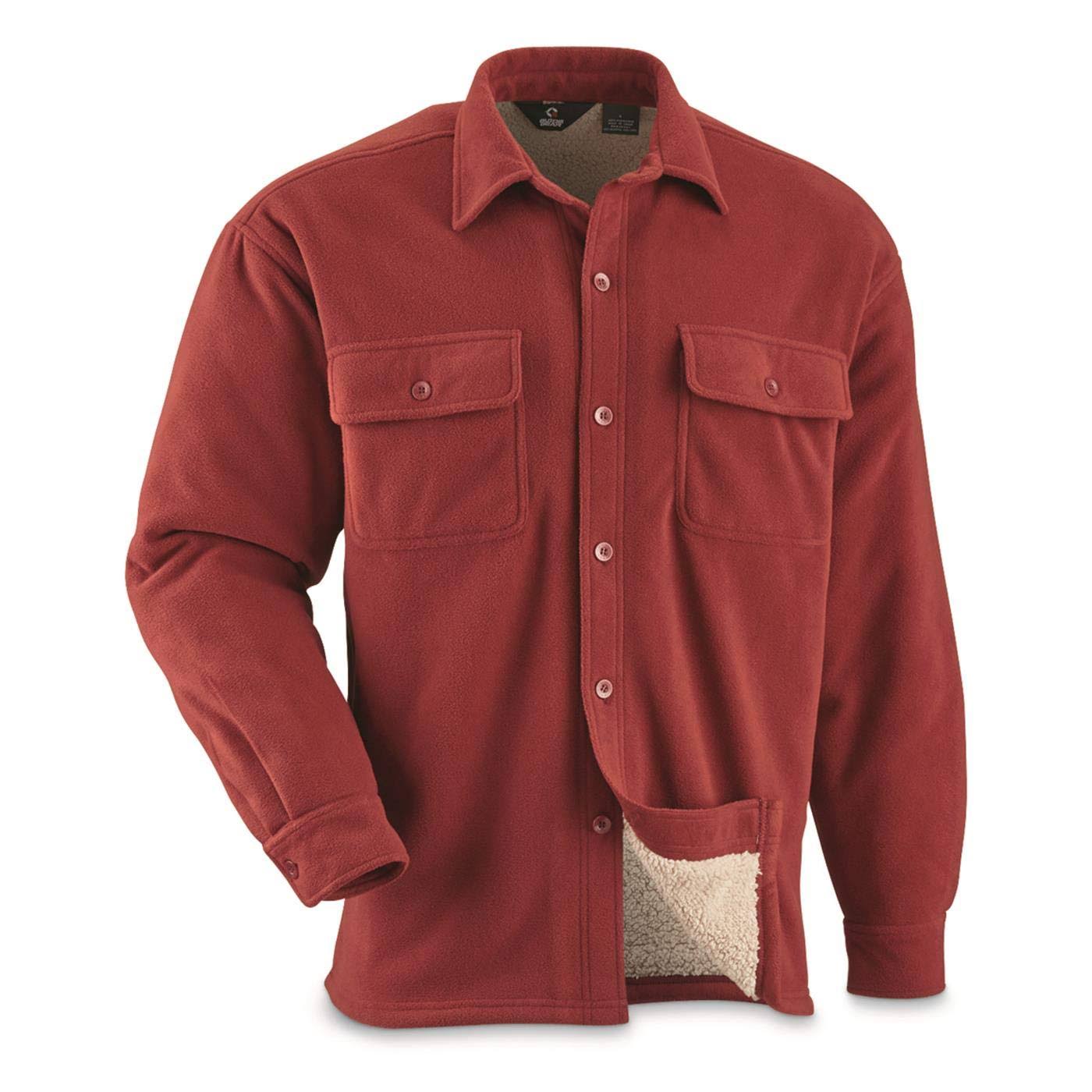 Guide Gear Mens Sherpa Lined Fleece CPO Shirt, Size: 3XL, Red Cardinal