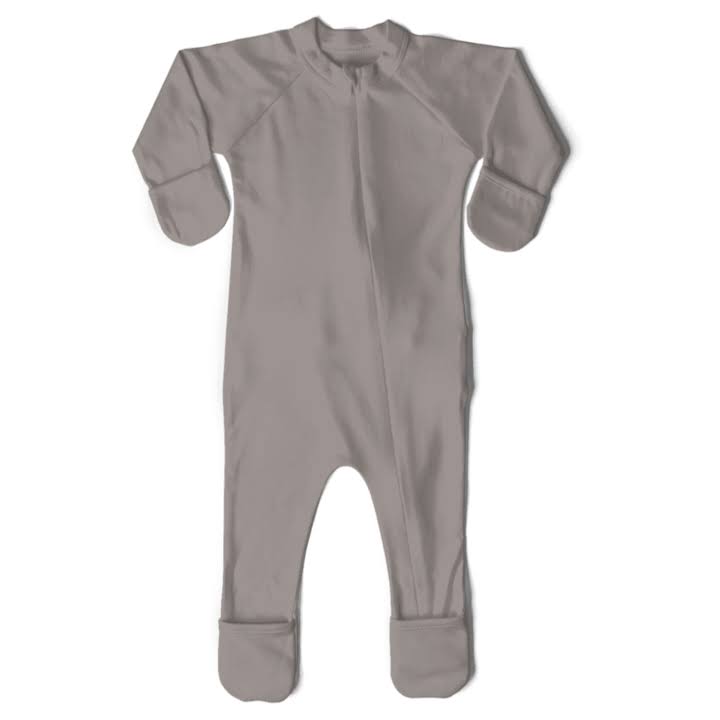 Goumikids Organic Footie Pajama - Pewter 6-9M