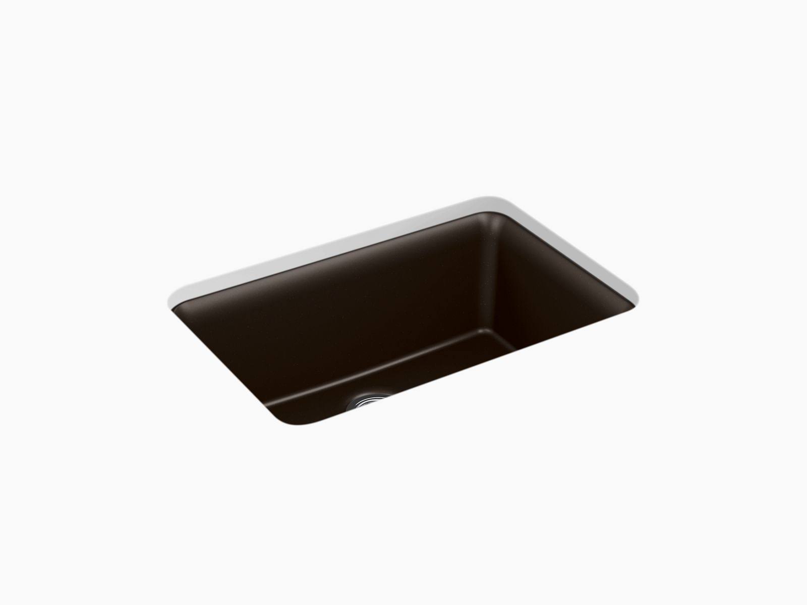 Kohler 28000-CM2 Cairn 27-1/2x22 x 18-5/16x22 x 9-1/2x22 Neoroc Undermount Single-Bowl Kitchen Sink with Sink Rack - Matte Brown