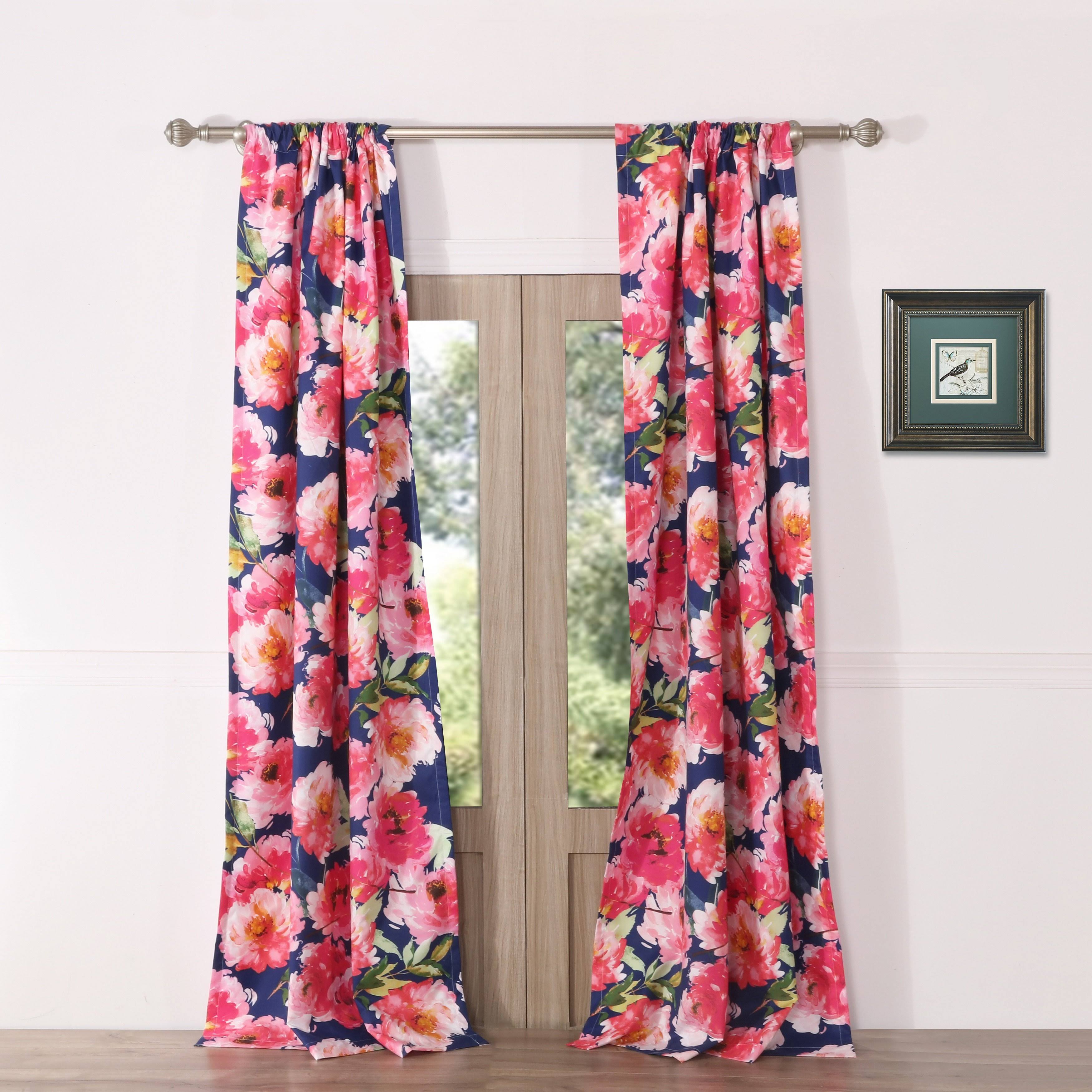 Barefoot Bungalow Peony Posy Window Panel Pair