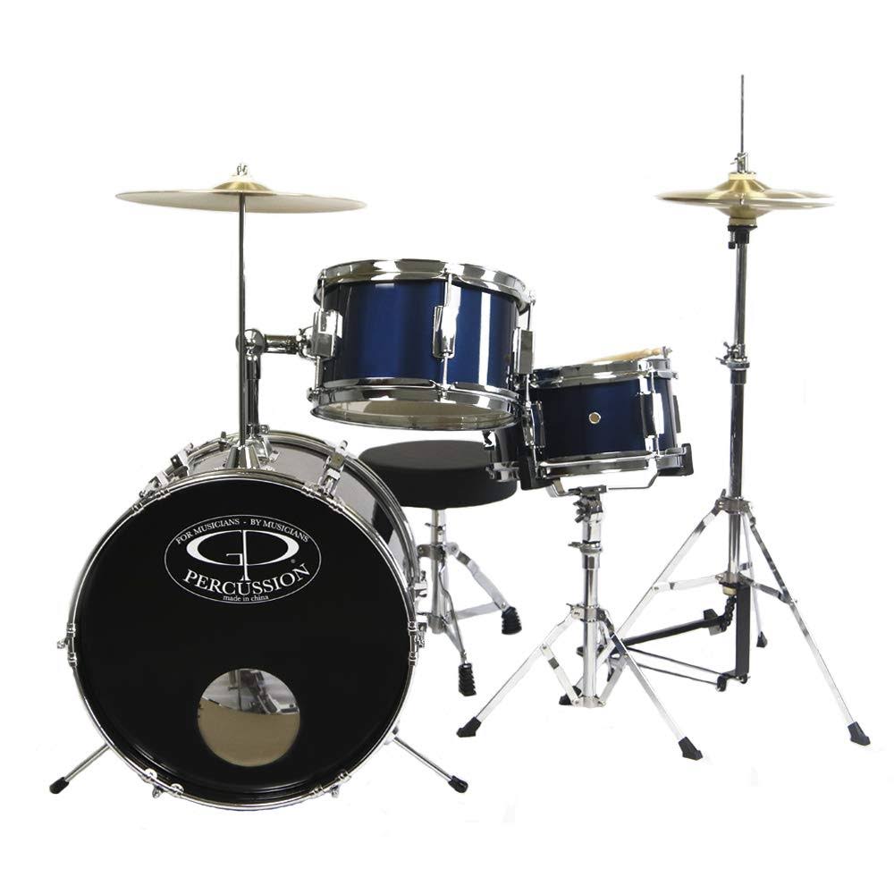 GP Percussion GP50MRB Complete Junior Drum Set (Metallic Royal Blue 3-Piece Set)