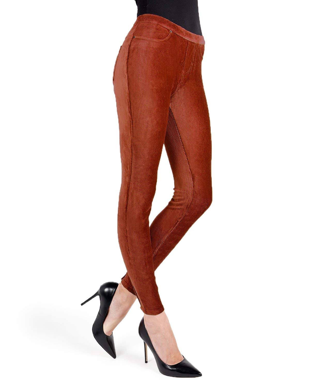 Memoi Thin-Rib Stretch Corduroy Leggings