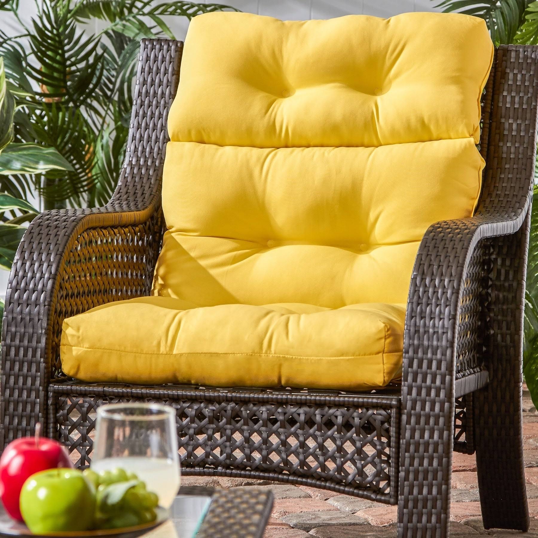Driftwood 44x22-inch 3-Section Outdoor Yellow High Back Chair Cushion by Havenside Home - 22W x 44l - Sunbeam