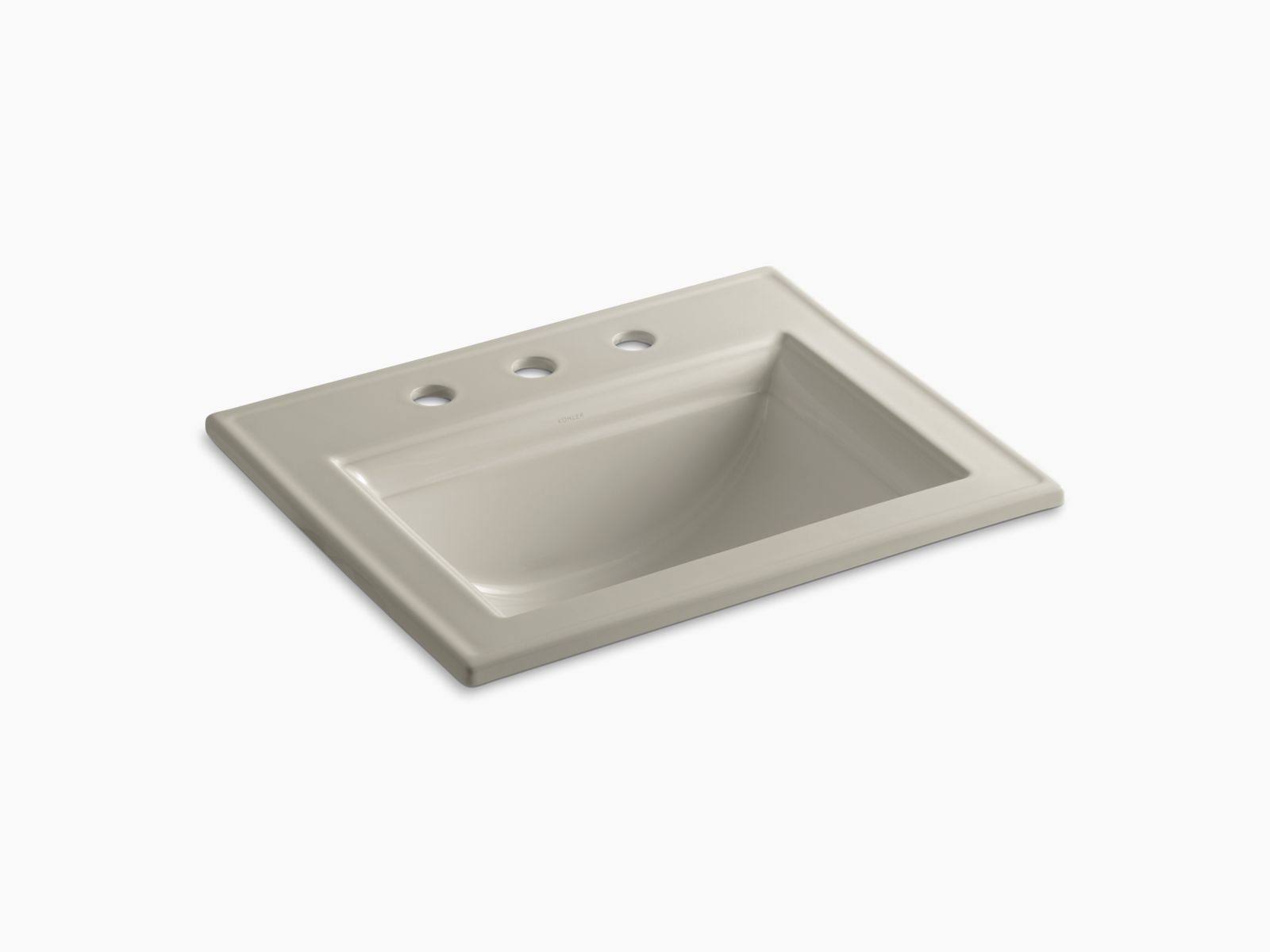 KOHLER K-2337-8-G9 Memoirs Stately Drop-In Bathroom Sink with 8 In. Widespread Faucet Holes, Sandbar