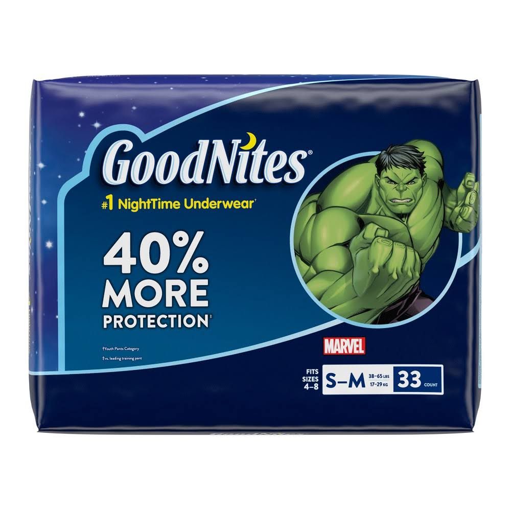 GoodNites Bedtime Pants, Size S-M/4-8 (38-65 Pounds) - 33 pants
