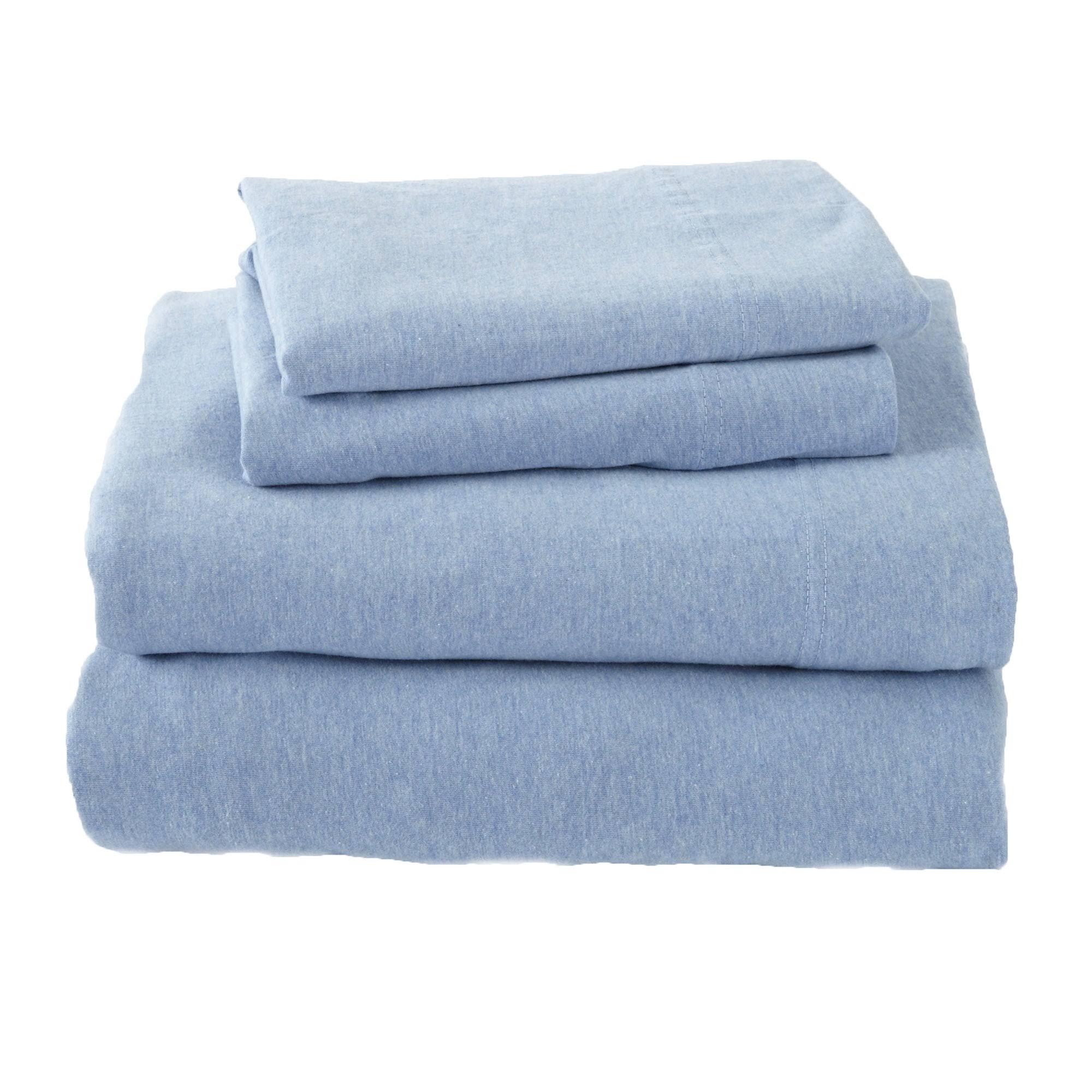 Great Bay Home Cotton Jersey Knit Sheet Set Full Sky Blue