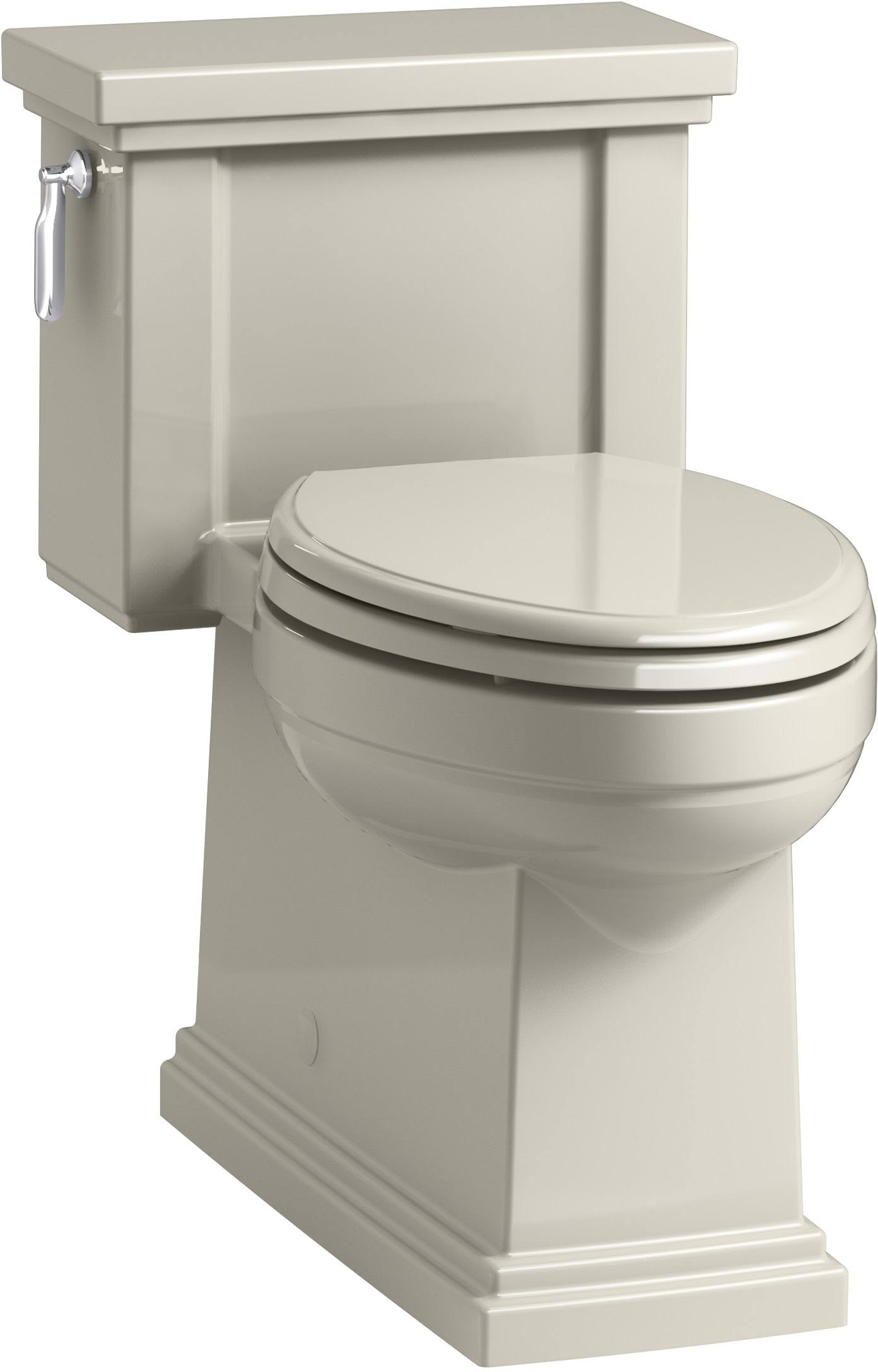 Kohler K-3981-G9 Tresham Comfort Height One-Piece Compact Elongated 1.28 GPF Toilet with AquaPiston Flush Technology Sandbar Fin