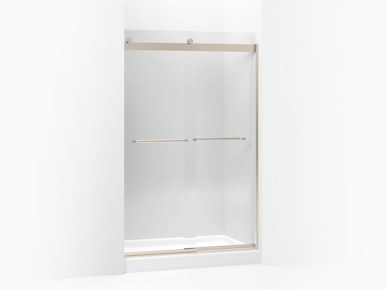 KOHLER K-706014-L-ABV Levity Frameless Sliding Shower Door with Crystal Clear Glass, Anodized Brushed Bronze