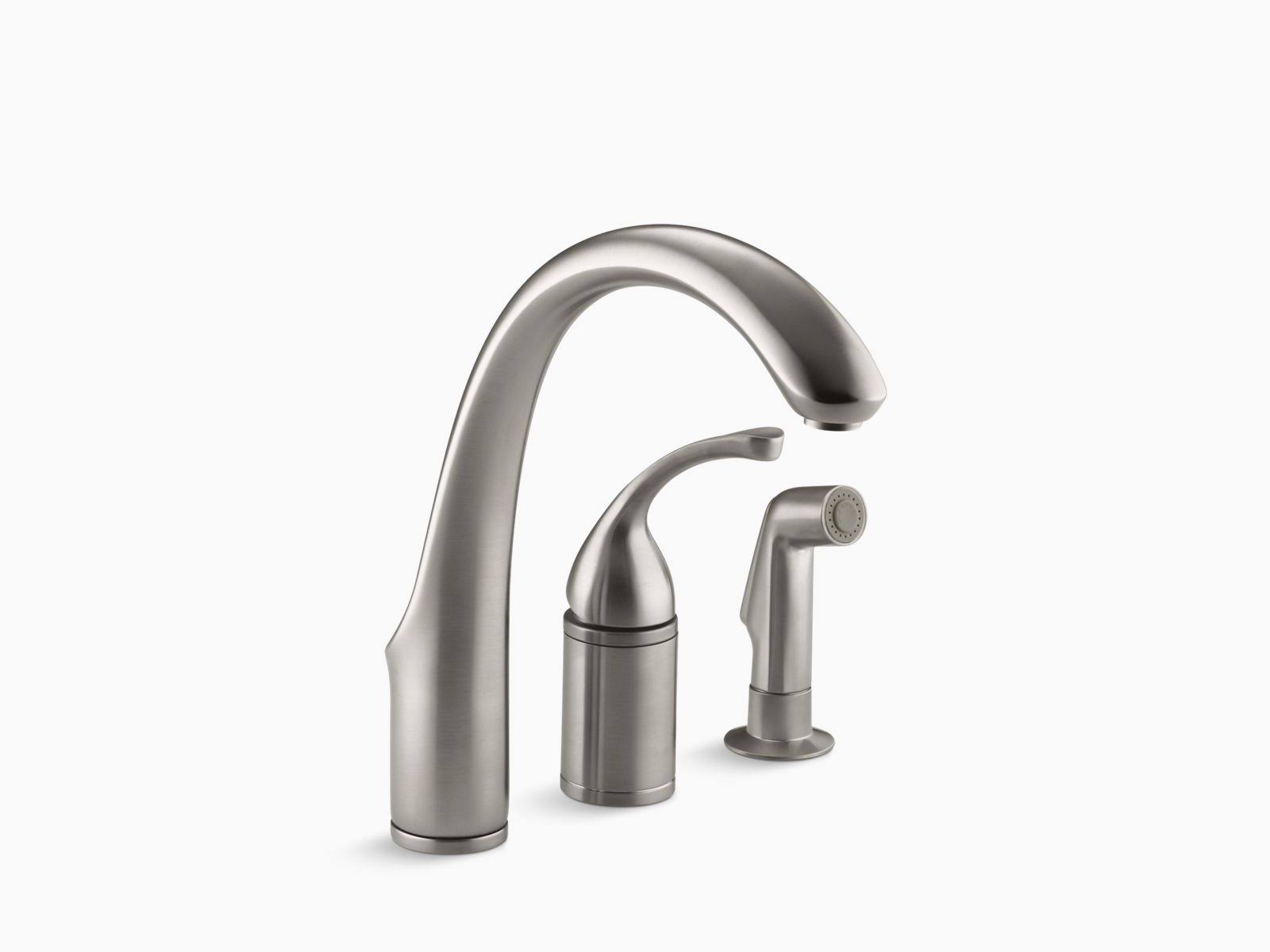 Kohler K-10430-VS Vibrant Stainless Forte Single Control Remote Valve Kitchen Sink Faucet with Sidespray