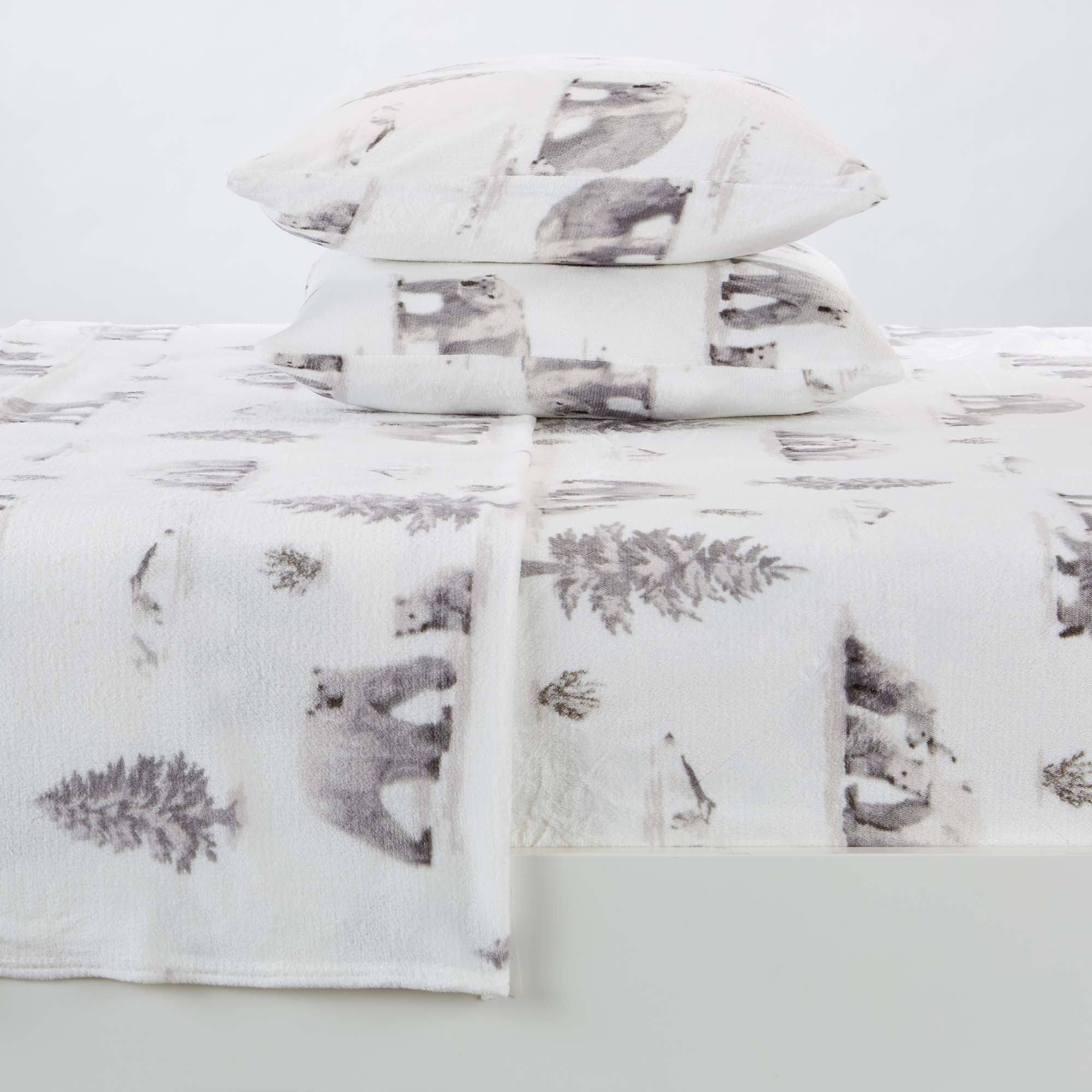 Great Bay Home Velvet Plush Luxury Printed Sheet Sets Twin Polar Bears