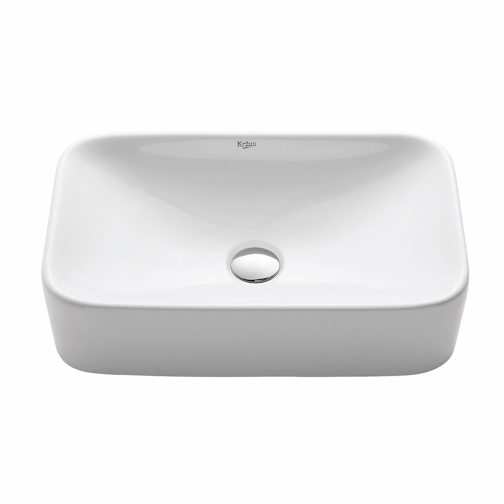 Kraus KCV-122 White Rectangular Ceramic Vessel Sink