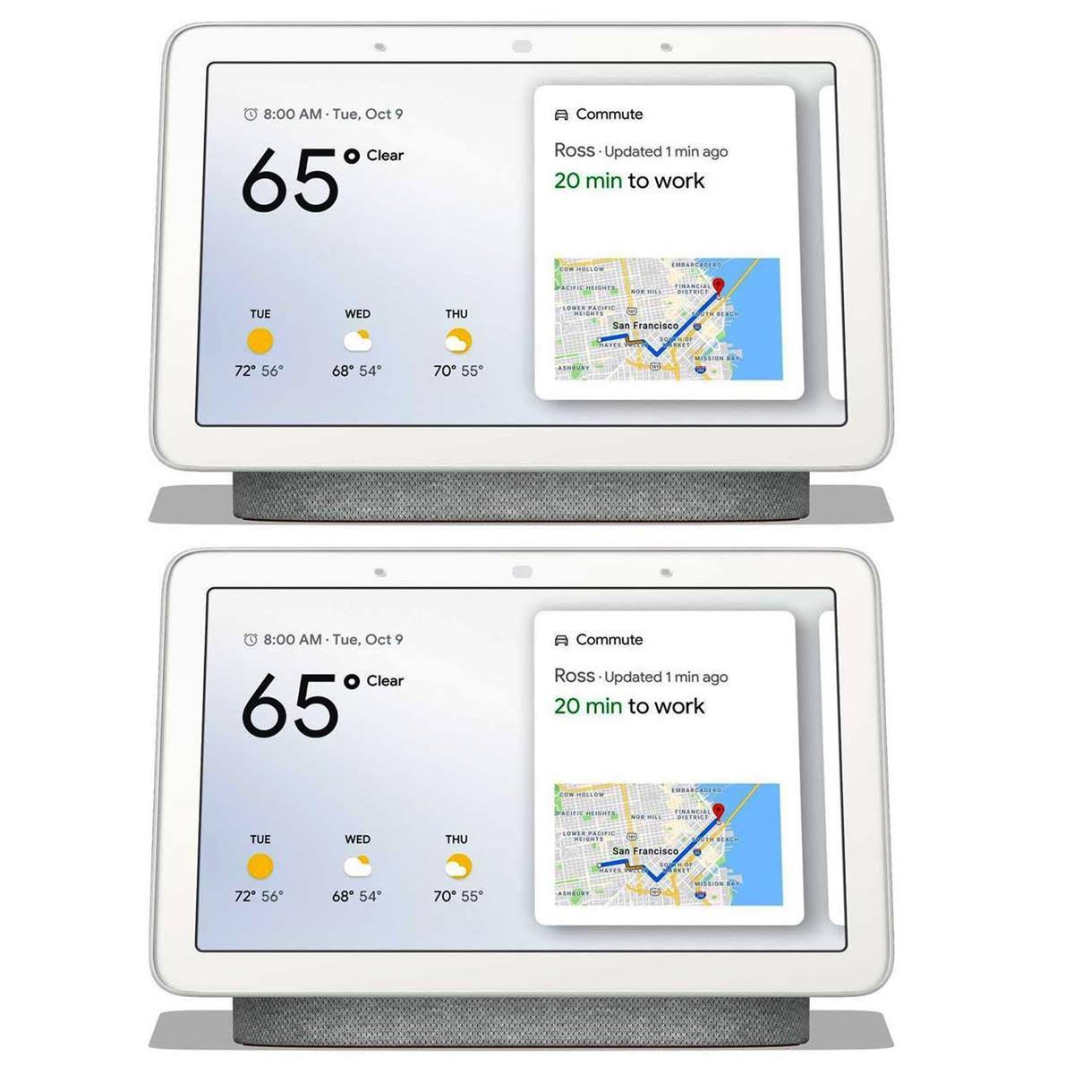 Google 2 Pack 7x22 Touchscreen Home Hub with Built-in Google Assistant, Chalk