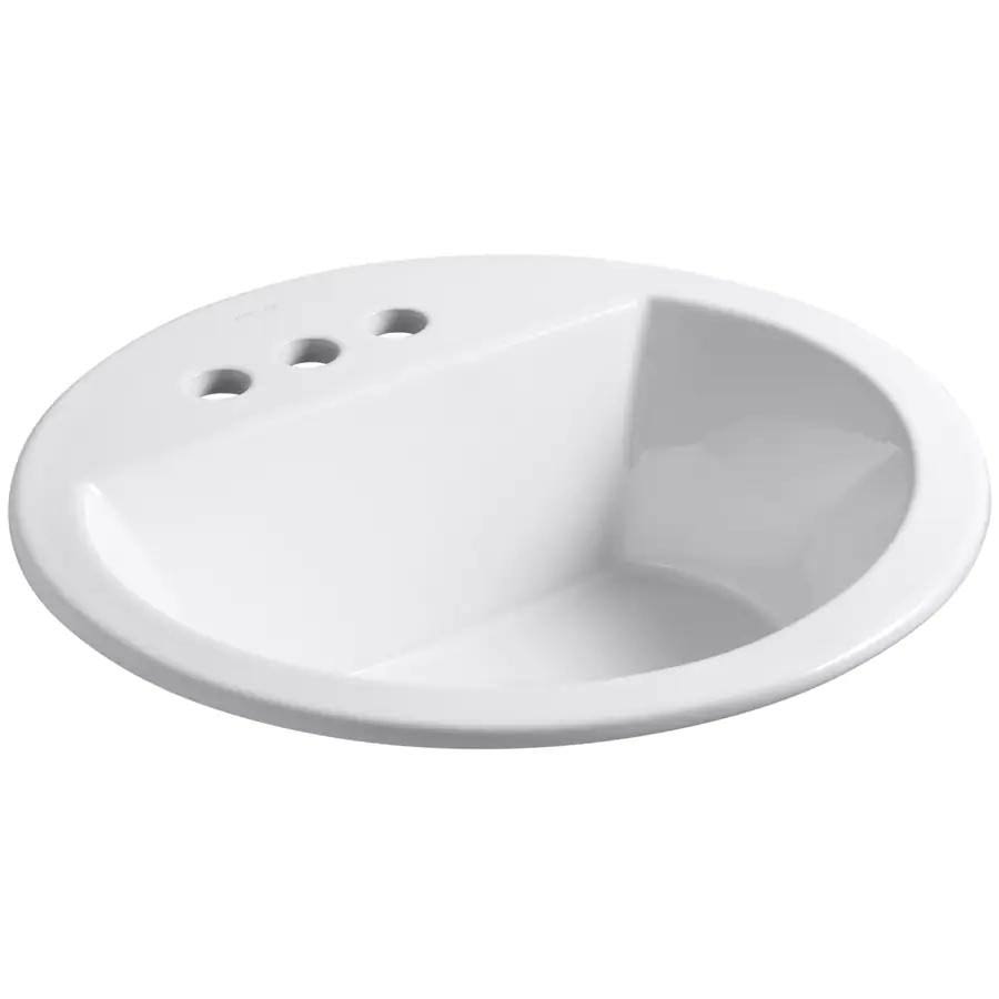 Kohler Bryant White Drop-in Round Bathroom Sink with Overflow Drain (18.875-in x 18.875-in)