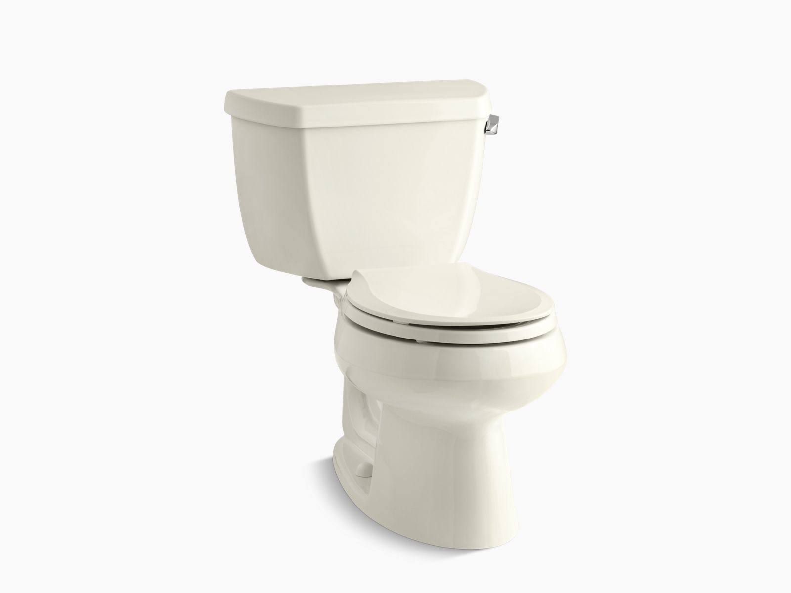 Kohler K-3577-RA Wellworth Classic Two-Piece Round-Front 1.28 GPF Toilet with Right-Hand Trip Lever Biscuit