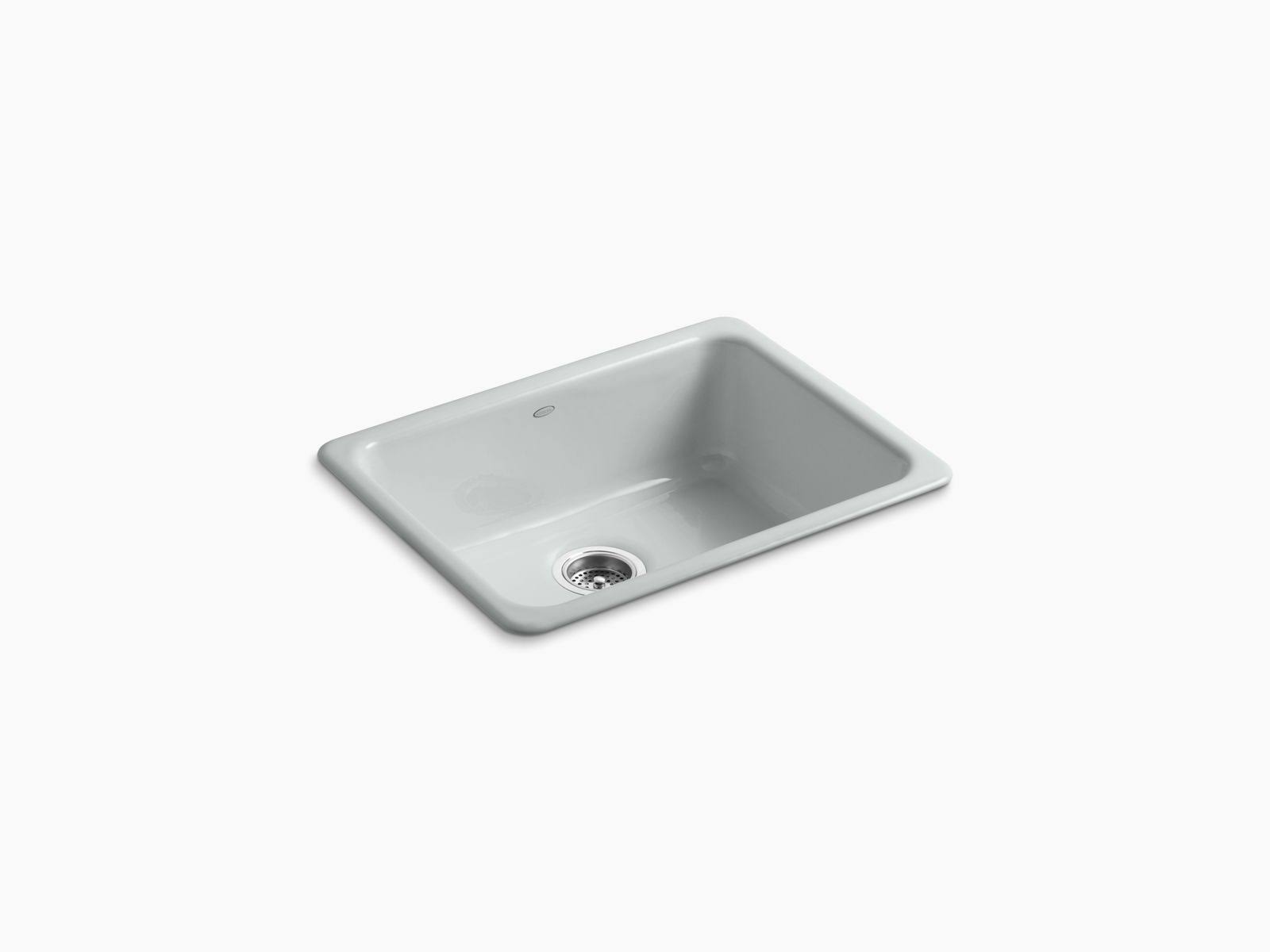 KOHLER K-6585-95 Iron/Tones 24-1/4x22 X 18-3/4x22 X 8-1/4x22 Top-/Under-Mount Single-Bowl Kitchen Sink - Ice Grey
