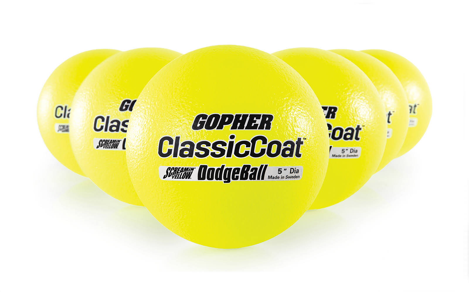Rainbow ClassicCoat Dodgeballs - Screamin& Yellow 5x22 Diameter Set of 6