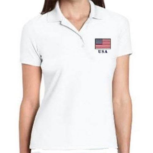 Women&s Greg Norman American Flag Performance Polo | The Flag Shirt | M