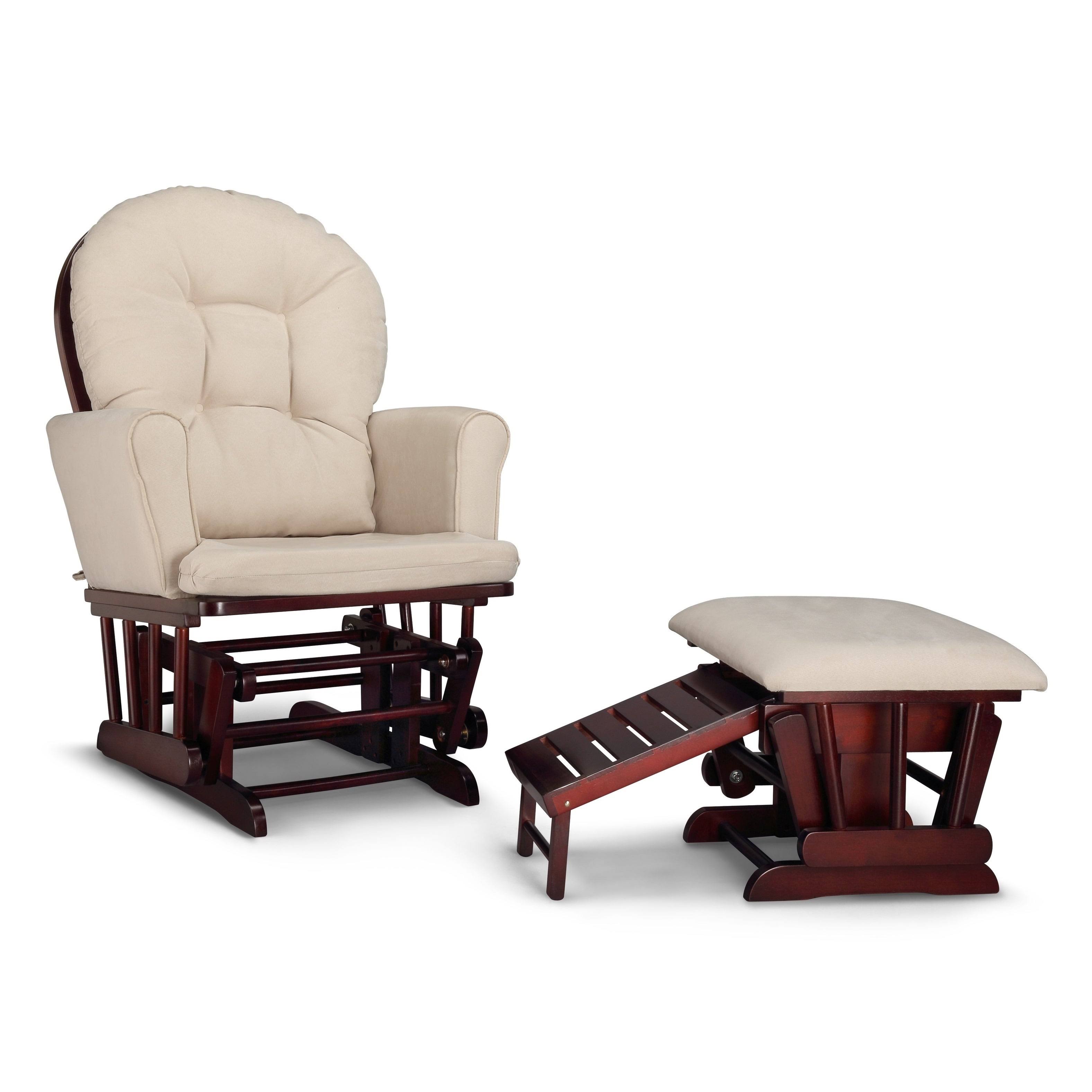 Graco Parker Semi Upholstered Nursing Glider and Ottoman, Beige/Cherry