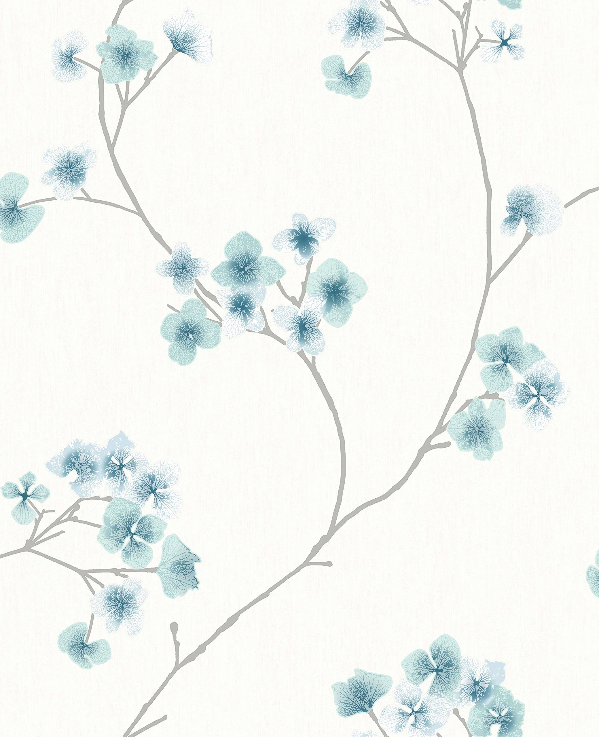 Graham u0026 Brown 33-283 Radiance Wallpaper, Teal/White