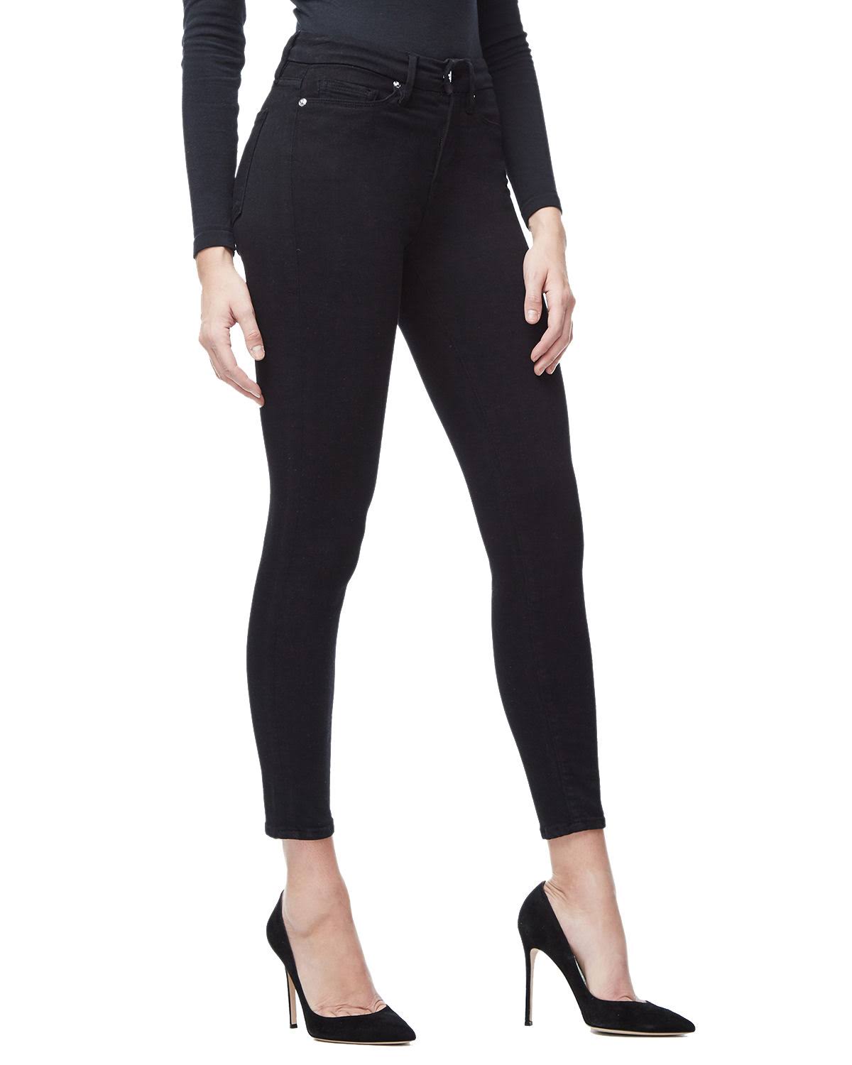 Good American Good Legs Crop Power Stretch Jeans - Inclusive Sizing, Black, Women&s, 00, Denim u0026 Jeans Cropped Ankle Capri J